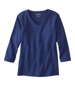 L. L. Bean Mujer Cuello en V, Manga Tres Cuartos 244336 Totalmente Nuevo 100% Algodón - Imagen 1 de 7