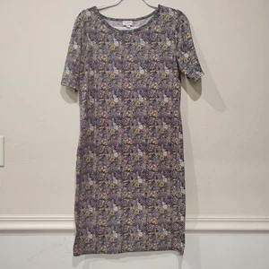 LulaRoe Julia Dress Women's Purple Multi Color Geometric Sz XL 3/4 Sleeves EUC  - Picture 1 of 4