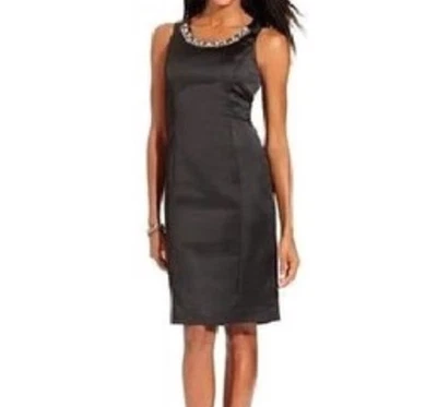 Винтажный Nipon бутик черный платье размер 18 атласный бисером декольте шикарный новый с Ярлыками - Изображение 1 из 4