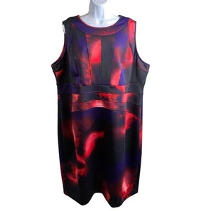 Calvin Klein Women’s Sheath Dress Est. Size 2X Career Modern Art To Wear Print - Picture 1 of 11