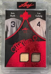 2025 LEAF SPECTACULAR Babe Ruth / Lou Gehrig Dual Relic Game Used 2/2 SSP - Picture 1 of 2