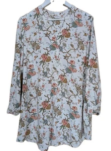 GP & J Baker H&M Tunic Top Relaxed Blouse Peacock Floral Size L Soft Touch - Picture 1 of 6