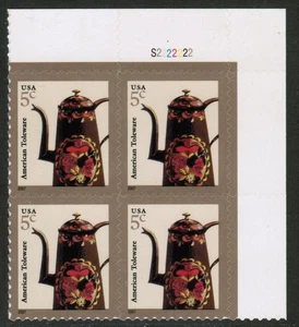 US USA Sc# 3756A MNH FVF PL# BLOCK American Toleware Coffee Pot 2008 - Picture 1 of 1