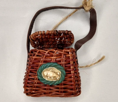 Llavero miniatura 2" pesca creel mimbre real y cuero Foto 1 de 4