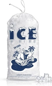 Paquete de 50 bolsas de hielo de 10 lb, bolsas de hielo de alta resistencia con cordón (2 millas de grosor) - Imagen 1 de 3