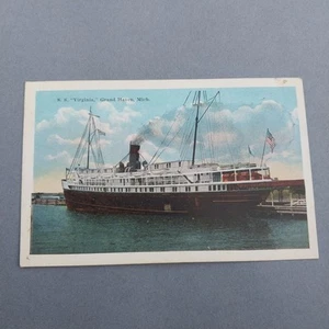 Cartolina SS Virginia Ship Grand Haven MI Michigan non spedita - Foto 1 di 2