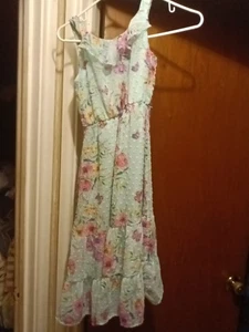 Blue Girls Flower Dress Size 8 - Picture 1 of 6