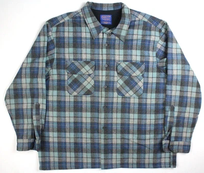 Pendleton Beach Boys Revival Wool Plaid Flannel Board Shirt Mens 2XL Blue - Image 1 of 4