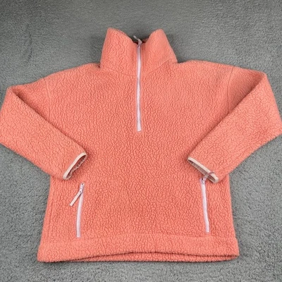 J. Chaqueta Crew Mujer Pequeña Rosa Sherpa Polar Media Cremallera Pullover Cuello Simulado Foto 1 de 4