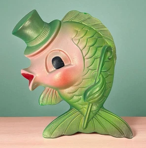 VTG MCM 1969 Miller Studios Anthropomorphic Chalkware Mr Fish Wall Plaque - Picture 1 of 7