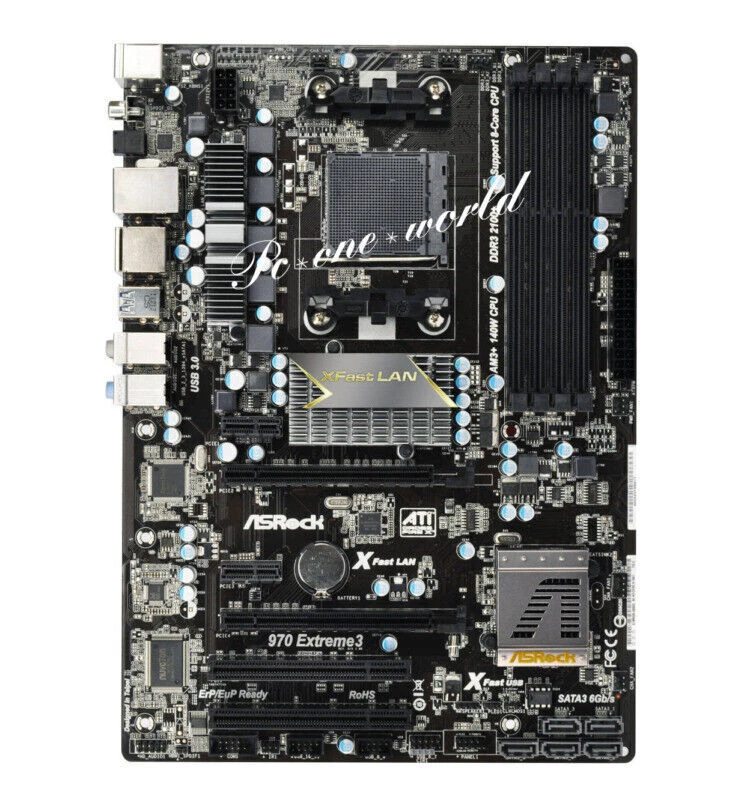 ASRock 970 EXTREME3 Motherboard AMD 970 Socket AM3/AM3+ DDR3 DIMM USB3.0 ATX - Image 1 of 4