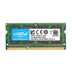 Crucial 4GB DDR3L 1600Mhz (PC3L-12800) 1.35V SODIMM Memory Ram CT51264BF160B - Picture 1 of 4