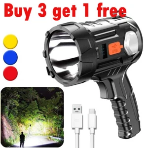 900000000LM Solar/USB LED Searchlight Rechargeable Spotlight Handheld Flashlight - Picture 1 of 13