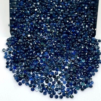 100 Pcs Natural Blue Sapphire 1.5mm Round Cut Calibrated Loose Gemstones Lot - Image 1 of 4