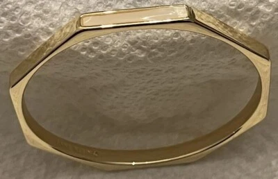 Anne Klein 手镯 金色 白色 Lucite 窄八角形 — 第 1/4 张图片