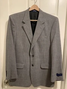 NWT Vintage Corbin Sport Coat Blazer Mens 44L Beige Houndstooth Tweed Soft Wool - Picture 1 of 9