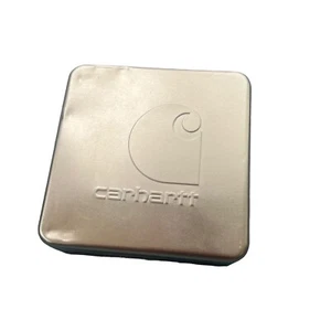 Carhartt Logo Metal Tin Wallet Box Container 5 Inches Square Gold - Picture 1 of 12