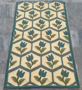 Vintage French Handwoven Aubusson Rug Needle Point Floral Wool Rug 145x87 cm - Picture 1 of 7
