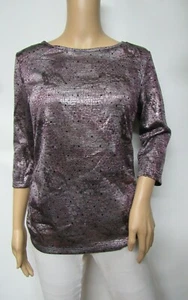 Womyn Women's 3/4 Sleeve Shimmer Butterfly Print Top Size XS - Picture 1 of 5