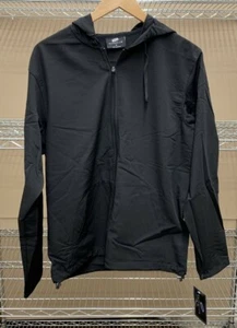 Men's UltraClub Solid Light Weight Soft Shell Zippered Hooded Jacket Small Black - Picture 1 of 5