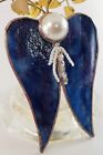 Handmade Stained Glass Blue Angel Wings Ornament Suncatcher Christmas Gift Beads