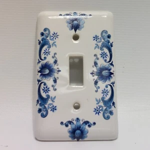 Ceramic Wall Single Switch Plate Cover Floral Blue - Bild 1 von 1