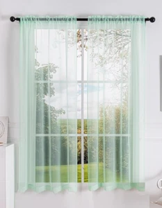 Varilla Verde Bolsillo Transparente Cortina, Filtrado de Luz Solar 2 Paneles, 36x48 - Imagen 1 de 3