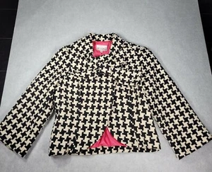 Vintage 3 Sisters Black White Pink Geometric Print Bow NICE RARE  - Picture 1 of 10