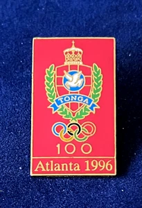MINT CONDITION TONGA NOC OLYMPIC PIN ATLANTA 1996 OLYMPIC GAMES CREST RED - Picture 1 of 4