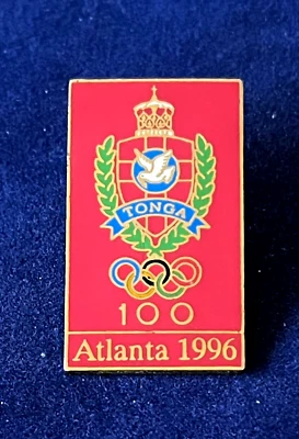MINT CONDITION TONGA NOC OLYMPIC PIN ATLANTA 1996 OLYMPIC GAMES CREST RED - Image 1 of 4