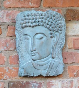 Garden Ornament Plaque Buddha Head Sculpture indoor outdoor Decor Stone Ceramic - Picture 1 of 10