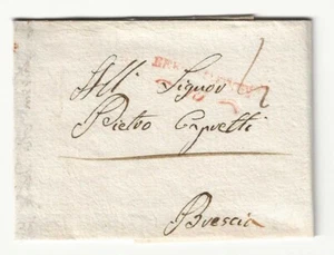 Lombardo Veneto - Prefilatelica del 1833 per Brescia con bollo rosso Bergamo - Picture 1 of 2