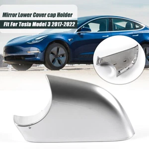 For 2017-22 Tesla Model 3 Left Side Rearview Mirror Cover Lower Holder Chrome US - Foto 1 di 8