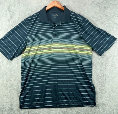 Arnold Palmer Para Hombres Grandes Golf Polo Paraguas Logo Azul Rayas Manga Corta Foto 1 de 4