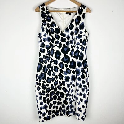 David Meister Leopard Print Cocktail Dress 10 V Neck Sleeveless - Image 1 of 4