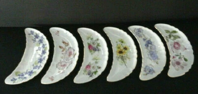  Lote de 6 platos florales de porcelana media luna hueso # 7753 Andrea de Sadek Japón  Foto 1 de 4