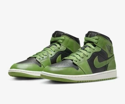 NEW Air Jordan 1 Mid Women's Multi Size Black/Altitude Green-Sail BQ6472-031 - Image 1 of 4