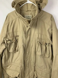 Vintage LL Bean Jacket Heavy Cotton Beige Work Outdoors Hooded Men’s XL - Bild 1 von 14