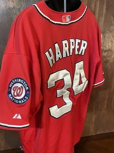Majestic Authentic Bryce Harper Washington Nationals MLB Jersey Red Alternate 52 - Picture 1 of 7