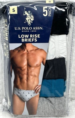 U.S. Polo Assn. Calzoncillos de tiro bajo para hombre talla pequeña paquete de 5 algodón blanco azul gris negro Foto 1 de 4
