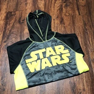 STAR WARS Graphic Print Pullover Hooded Black Activewear Shirt Boy's Size Large - Picture 1 of 7