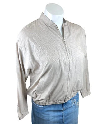 Женская куртка Jennifer Moore большая бежевая клетчатая ветровка спортивная одежда на молнии - Изображение 1 из 4