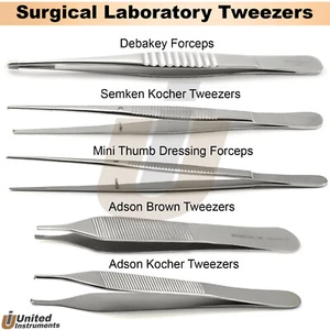 Dental Tweezers Tissue Pliers Cotton & Dressing Forceps Surgical Dissecting Lab - Picture 1 of 6