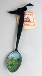 JoAnn Kremer 1989 Old Mansion Folk Art Hand-Painted Metal Pastel Pastoral Spoon - Picture 1 of 5