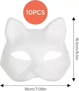 10xMasquerade Cat Face Masks DIY Party Masks Props Paintable Blank Masks Cosplay - Picture 1 of 4