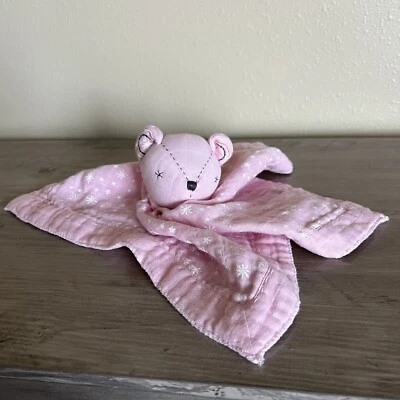Manta de seguridad Pottery Barn Kids muselina oso Lovey algodón orgánico rosa bebé Foto 1 de 4