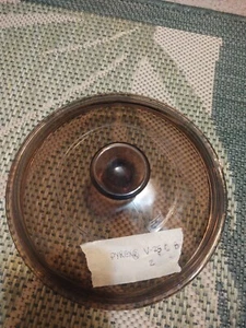 Vintage Amber Pyrex Glass 8" Lid (V-25-C/B) 2 - Fits Vision 2.5 L Pot - Picture 1 of 5