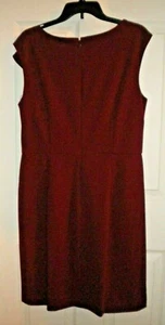 NUEVO CON ETIQUETAS J HOWARD VESTIDO DE VINO PARA MUJER TALLA 14 CREMALLERA TRASERA, VOLANTE SUPERIOR IZQUIERDO MANGA NAVIDAD - Imagen 1 de 2