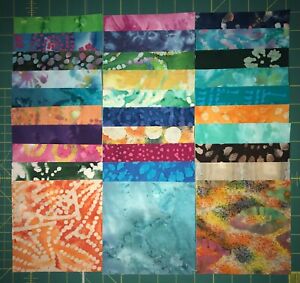 5" Batik charm squares/scraps/remnants - 100% cotton