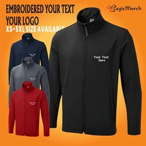 Custom Embroidered Soft Shell Jacket Logo or Text Engineer Work wear Staff Gym - Picture 1 of 10